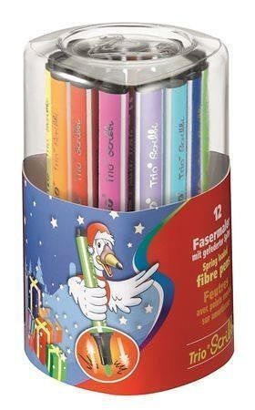 Fixy "Trio Scribbi", mix barev, 1,5-2mm, pohyblivý hrot, 12ks/bal, STABILO