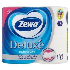 Toaletní papír, 3vrstvý, 4 role, ZEWA "Deluxe", bílý