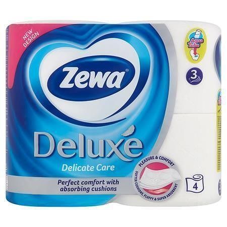 Toaletní papír, 3vrstvý, 4 role, ZEWA "Deluxe", bílý