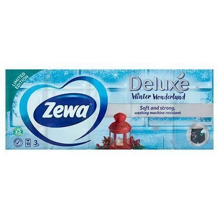 Kapesníky, papírové, 3vrstvé, 10x10 ks, ZEWA "Deluxe", bez vůně