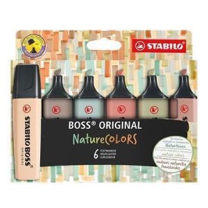 Zvýrazňovač "BOSS original NatureCOLORS", 6 barev, 2-5 mm, STABILO 70/6-2-2