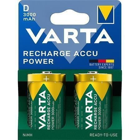 Nabíjecí baterie "Power", Typ D - HR20, 2 ks, 3000mAh, přednabité, bez plastu, VARTA 56720