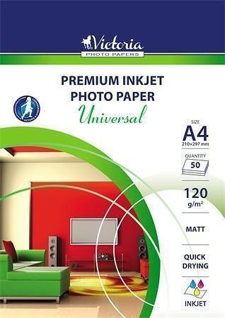 Fotografický papír "Universal", do inkoustové tiskárny, matný, A4, 120g, VICTORIA
