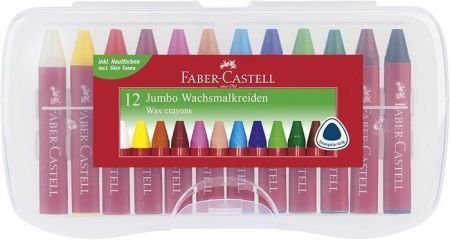 Voskovky "Jumbo", 12 barev, trojhranné, FABER-CASTELL 120011