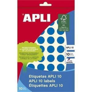 Etikety, kruhové, modrá, průměr 16mm, na ruční popis, 432 ks/bal., APLI