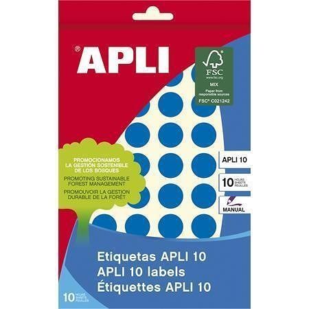 Etikety, kruhové, modrá, průměr 16mm, na ruční popis, 432 ks/bal., APLI