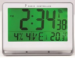 Nástěnné hodiny "Horlcdneo", radio-control, LCD displej, 22x20 cm, ALBA, stříbrné