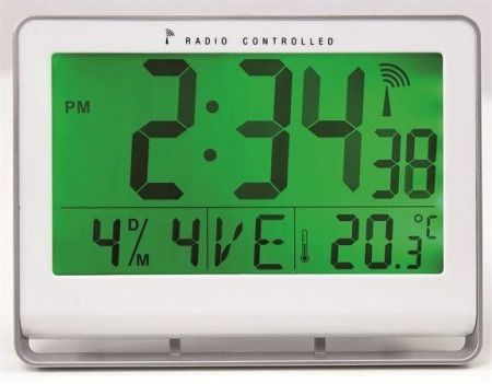Nástěnné hodiny "Horlcdneo", radio-control, LCD displej, 22x20 cm, ALBA, stříbrné