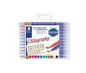 Kaligrafické popisovače "Calligraph Duo", sada, 12 barev, 2,0/3,5 mm, oboustranné, STAEDTL