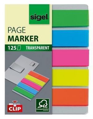 Záložky s klipem 5x25 lístků, 12x50 mm SIGEL "Brillant", mix barev