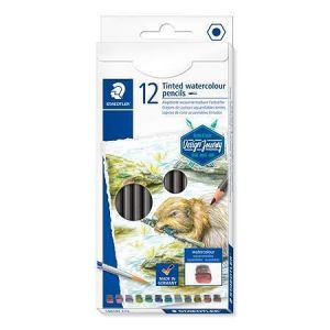 Akvarelové pastelky "146 10T", sada, 12 barev, se štětcem, šestihranná, STAEDTLER 14610T C
