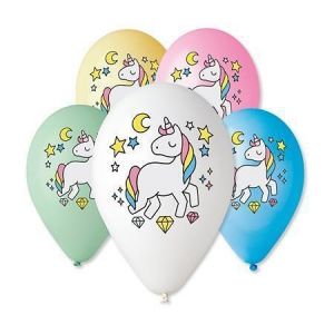 Balónek s jednorožcem, různé barvy, 30 cm, 10 ks/balení, 1020011-PRINTUNIKORNIS