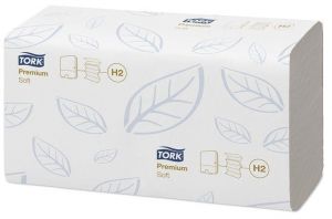 Ručníky, papírové, skládané, systém H2, TORK "Premium Interfolded", extra white