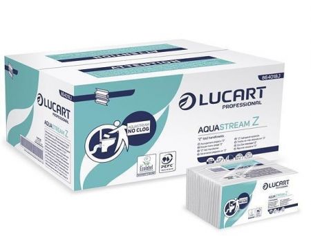 Papírové ručníky "Aquastream", bílá, 2-vrstvé, skládané Z, LUCART