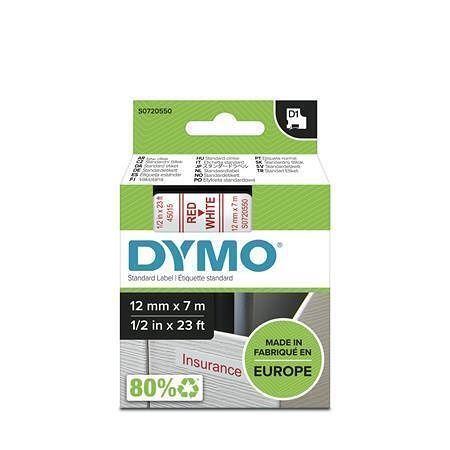 Páska, 12 mm x 7 m, DYMO "D1", bílá-červená