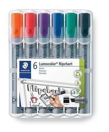 Popisovač na flipchart "Lumocolor 356", sada, 6 barev, kuželový hrot, STAEDTLER