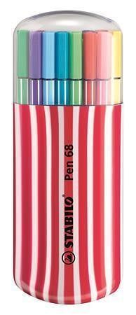 Fixy "Pen 68 Zebrui", sada, 20 různých barev, 1mm, červené pouzdro, STABILO