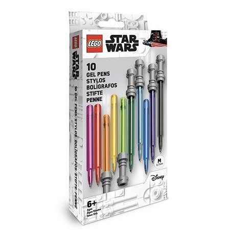 Gelové pero "Star Wars", 10 různých barev, 0,7 mm, světelný meč, sada, LEGO 53116