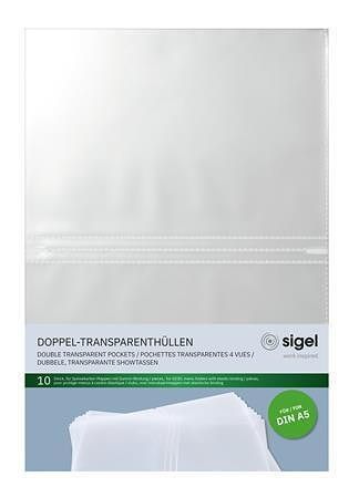 Náhradní obaly do desek na jídelní lístek, transparentní, A5, 10 ks/balení, SIGEL SM181