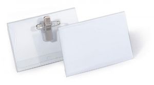 Jmenovka s klipem a zavíracím špendlíkem "Click fold", 54 x 90 mm - 50 kusů, DURABLE