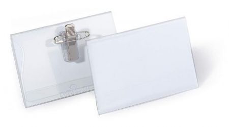 Jmenovka s klipem a zavíracím špendlíkem "Click fold", 54 x 90 mm - 50 kusů, DURABLE