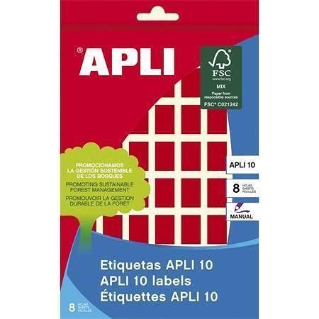 Etikety, červená, 12x18 mm, na ruční popis, 448 ks/bal., APLI