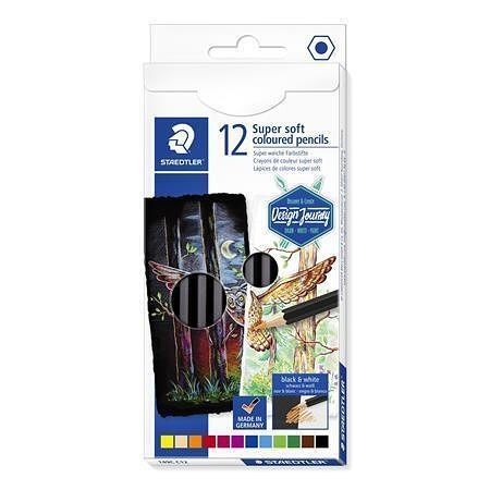 Barevné pastelky "Design Journey Super Soft", sada 12 barev, šestihranná, STAEDTLER