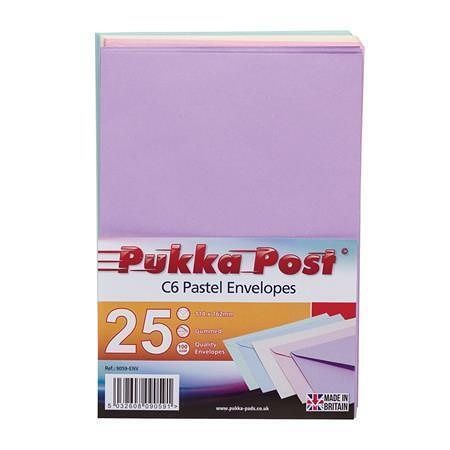 Obálky "Pastel", mix pastelových barev, C6, pogumovaný povrch, PUKKA PAD 9059-ENV 25ks