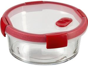 Dóza na potraviny "Smart Cook", červená, 1,2 l, kulatá, skleněná, CURVER