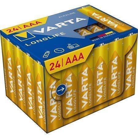 Baterie "Longlife", AAA, 24 ks, bez plastu, VARTA 4103301134