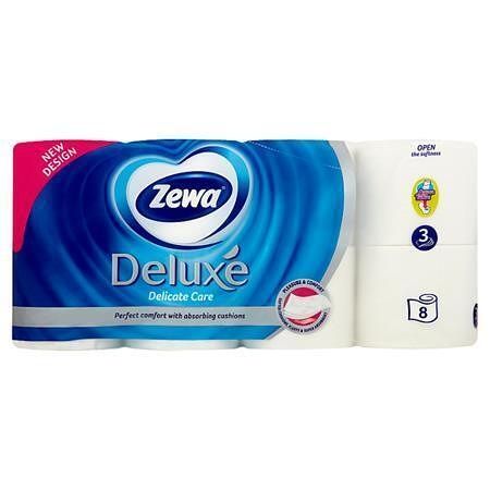 Toaletní papír, 3vrstvý, 8 rolí, ZEWA "Deluxe", bílý