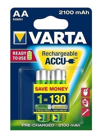Nabíjecí baterie, AA (tužková), 2x2100 mAh, přednabité, VARTA "Longlife Accu"