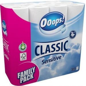 Toaletní papír, 3vrstvý, 32 rolí, "Ooops!", jemný