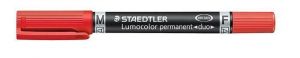 Permanentní popisovač "Lumocolor 348 Duo", červená, kuželový hrot, F/M, oboustranný, STAED