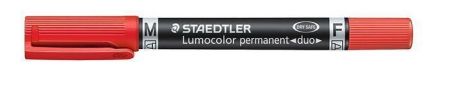 Permanentní popisovač "Lumocolor 348 Duo", červená, kuželový hrot, F/M, oboustranný, STAED