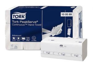 Papírové ručníky "PeakServe", bílá s šedým vzorem listů, 1-vrstvé, systém H5, Advanced, TO