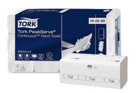 Papírové ručníky "PeakServe", bílá s šedým vzorem listů, 1-vrstvé, systém H5, Advanced, TO