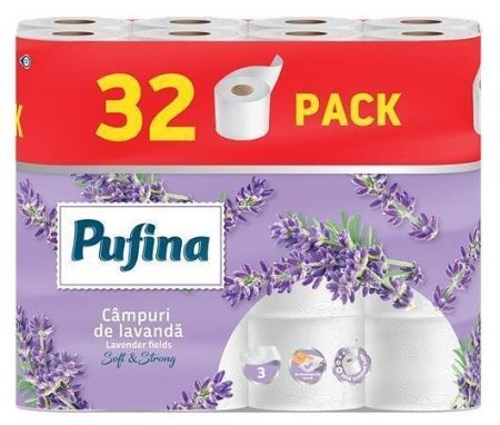Toaletní papír "Lavender Fields", 3-vrstvý, 32 rolí, PUFINA PP21049