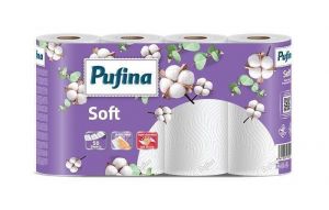 Papírové utěrky "Soft", 2-vrstvé, 50 útržků, 4 role, PUFINA PP20648