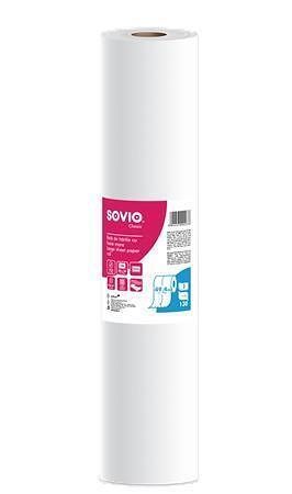 Papír na vyšetřovací lůžko, bílá, 2-vrstvý, 59 cm x 50 m, 1 role, SOVIO PP20919