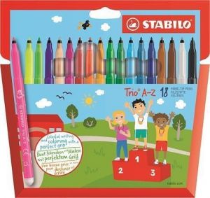 Fixy "Trio A-Z", sada, 18 různých barev, 0,7 mm, STABILO