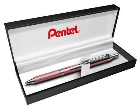 Kuličkové pero "EnerGel BL-407", modrá, 0,35 mm, stiskací mechanismus, růžové tělo, PENTEL