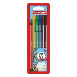 Fix "Pen 68", sada, 6 barev, 1mm, STABILO