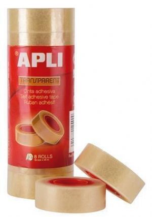 Lepicí páska, 19mm x 33m, APLI "Transparent", (8ks)