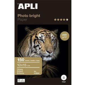 Fotografický papír "Photo Bright", do inkoustové tiskárny, lesklý, 10x15 cm, 240g, APLI