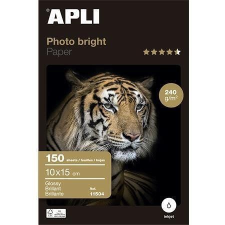 Fotografický papír "Photo Bright", do inkoustové tiskárny, lesklý, 10x15 cm, 240g, APLI