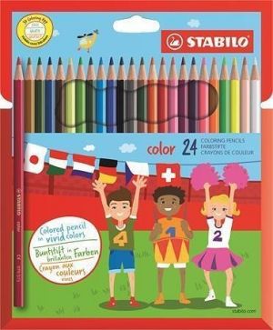 Barevné pastelky "Color", šestihranné, 24 různých barev, STABILO