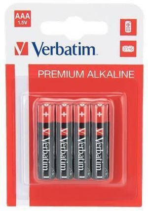 Baterie, AAA (mikrotužková), 4 ks v balení, VERBATIM "Premium"