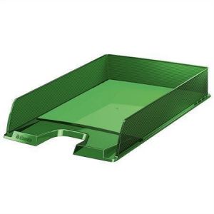 Odkladač "Europost", transparentní, zelená, plast, ESSELTE