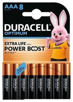 Baterie "Optimum", AAA micro, 8 ks, bez plastu, DURACELL 10PP110052